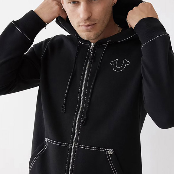 Big T-Zip UP Hoodie Black TRUE RELIGION