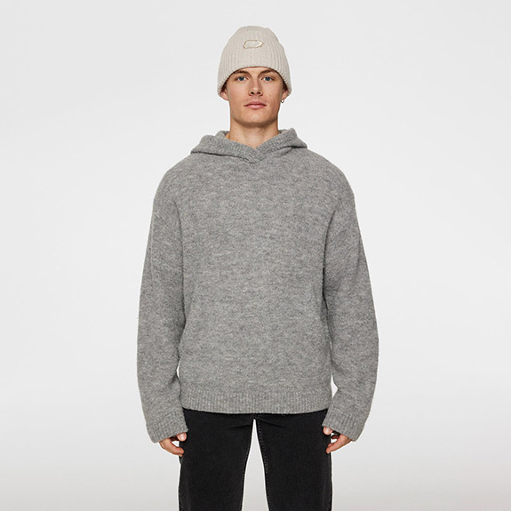 Broon Alpaca Blend Hoodie Grey J LINDEBERG