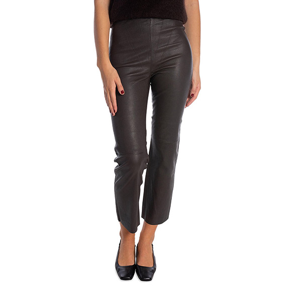 Celia Stretch Leather Pants Dk Brown NORR