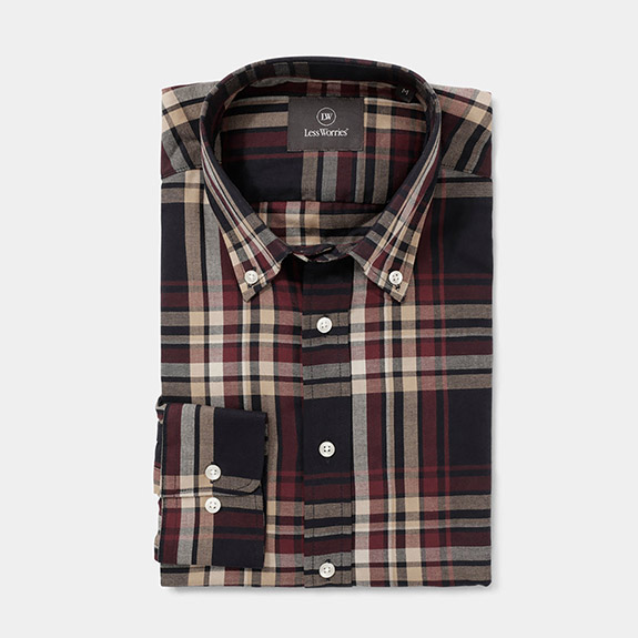 Flannel Check Shirt Bordeaux LESS WORRIES