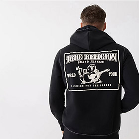 Big T-Zip UP Hoodie Black TRUE RELIGION - bild 2